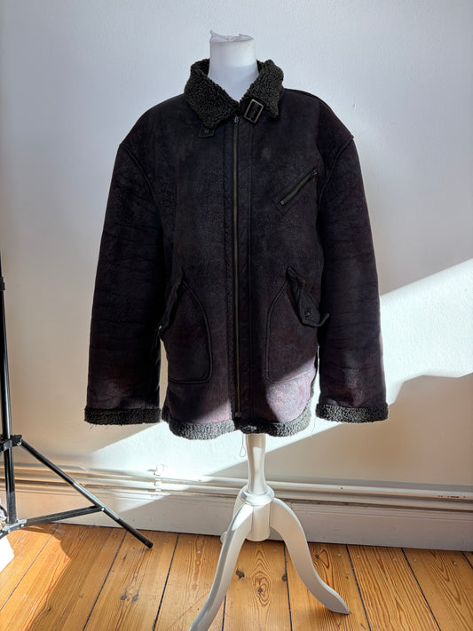 Vintage Kansai Yamamoto Shearling Jacket Dark Purple XXL