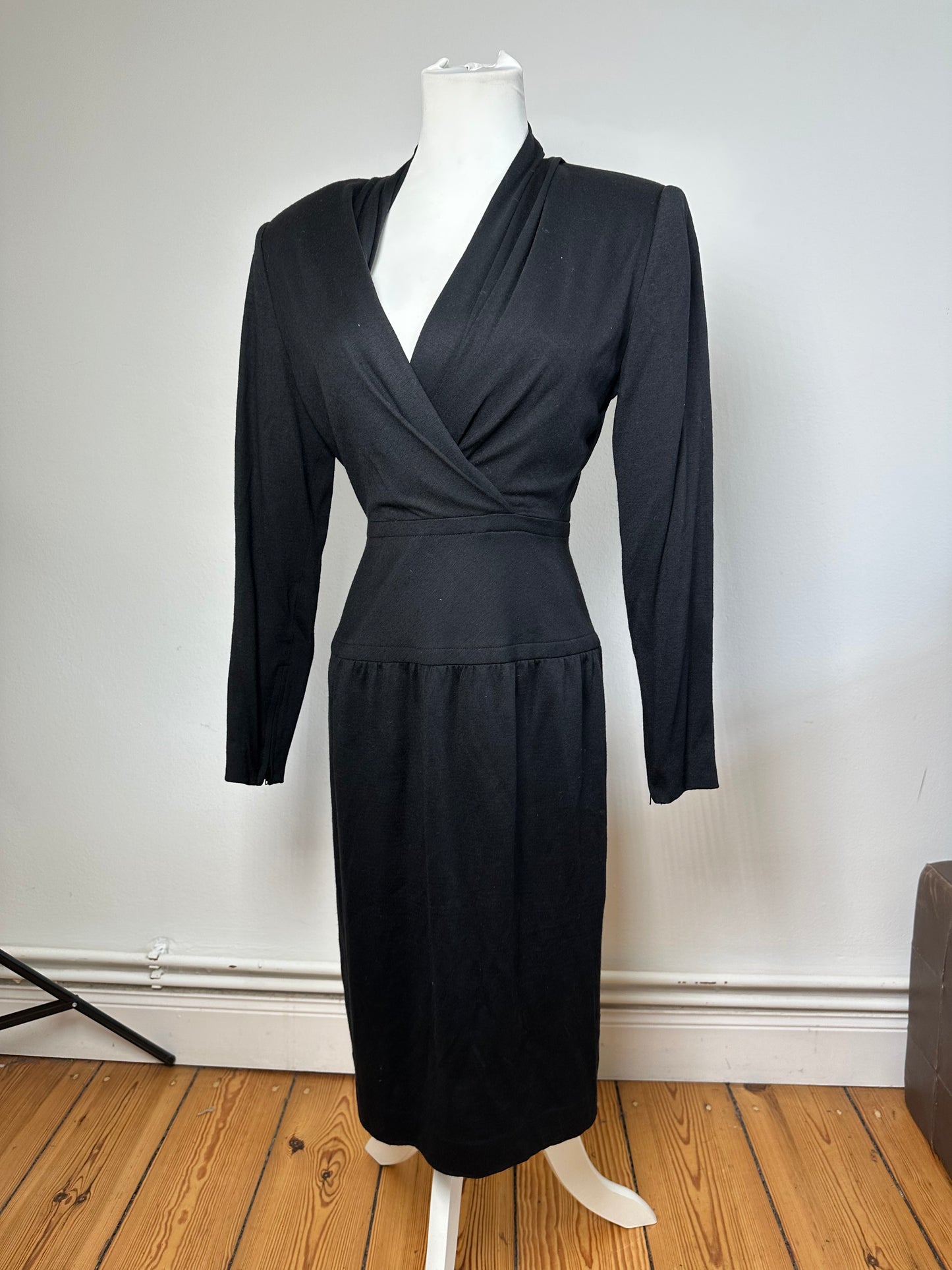 Vintage Givenchy Wool Dress M Black