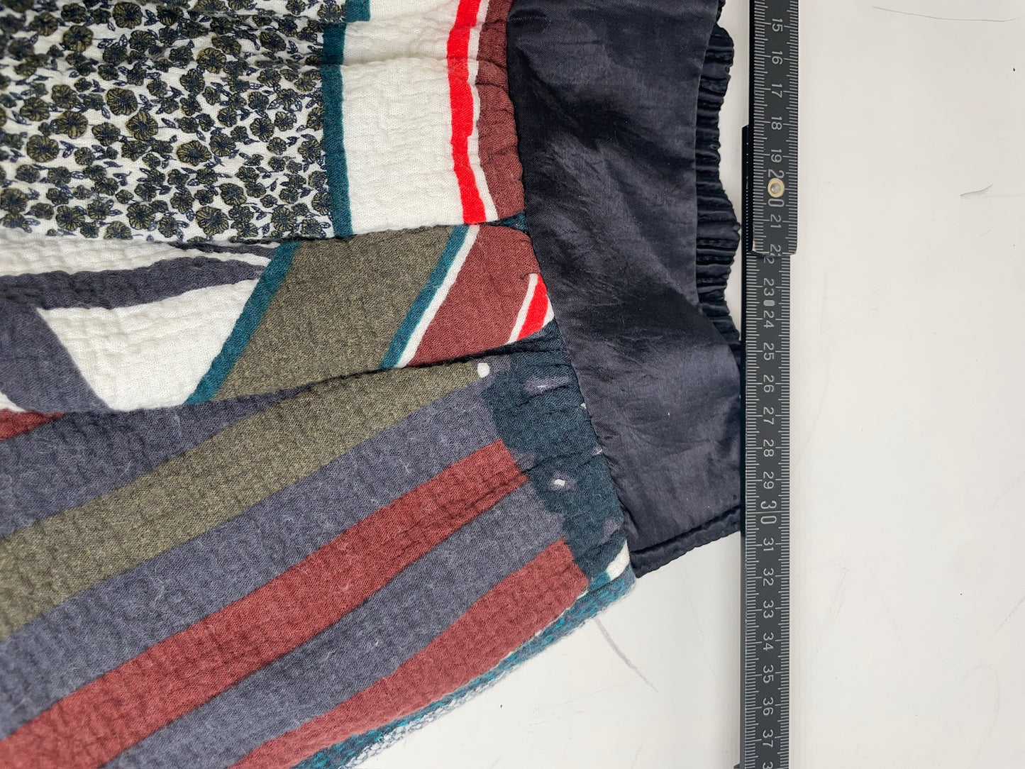 Vintage Chloe Patchwork Cotton Skirt Navy Red Green White