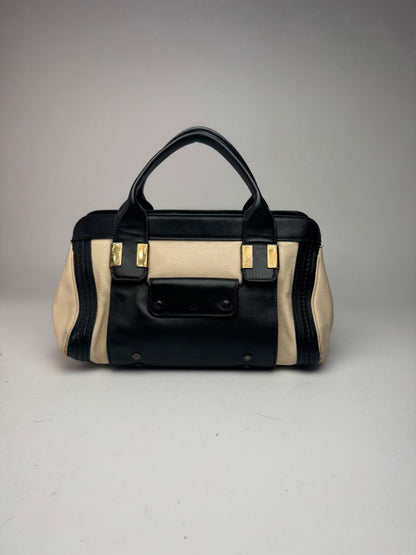 Sac vintage en cuir Chloé beige noir