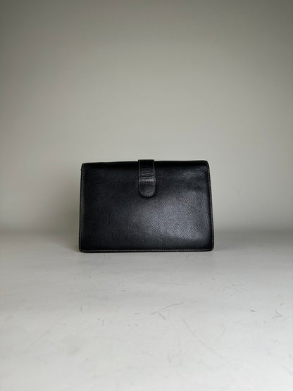 Vintage Givenchy Leather Clutch Bag Black Gold-tone Clasp
