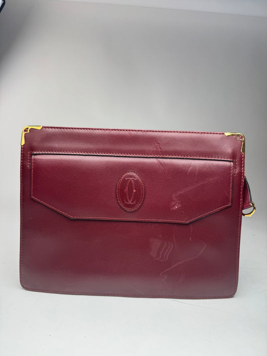 Vintage Cartier leather clutch burgundy