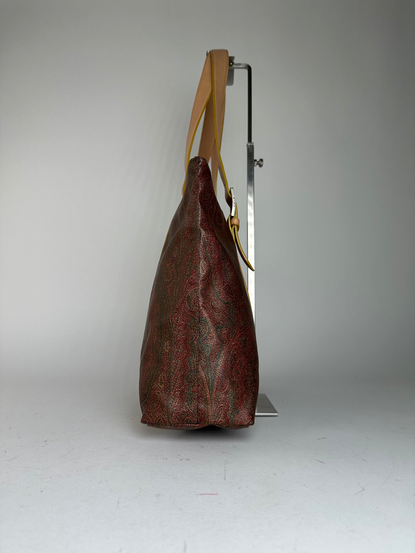 Vintage Etro Paisley Tote Bag Coated Canvas Burgundy