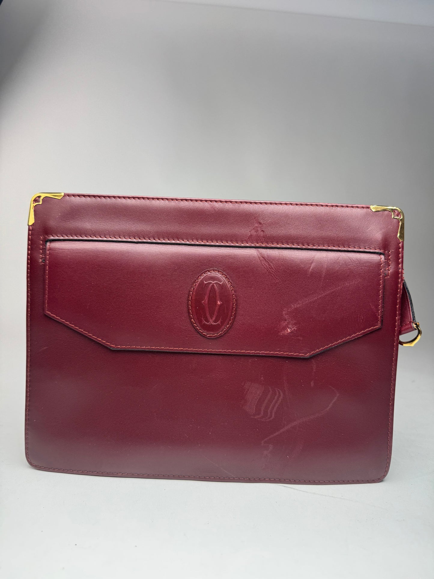Vintage Cartier leather clutch burgundy