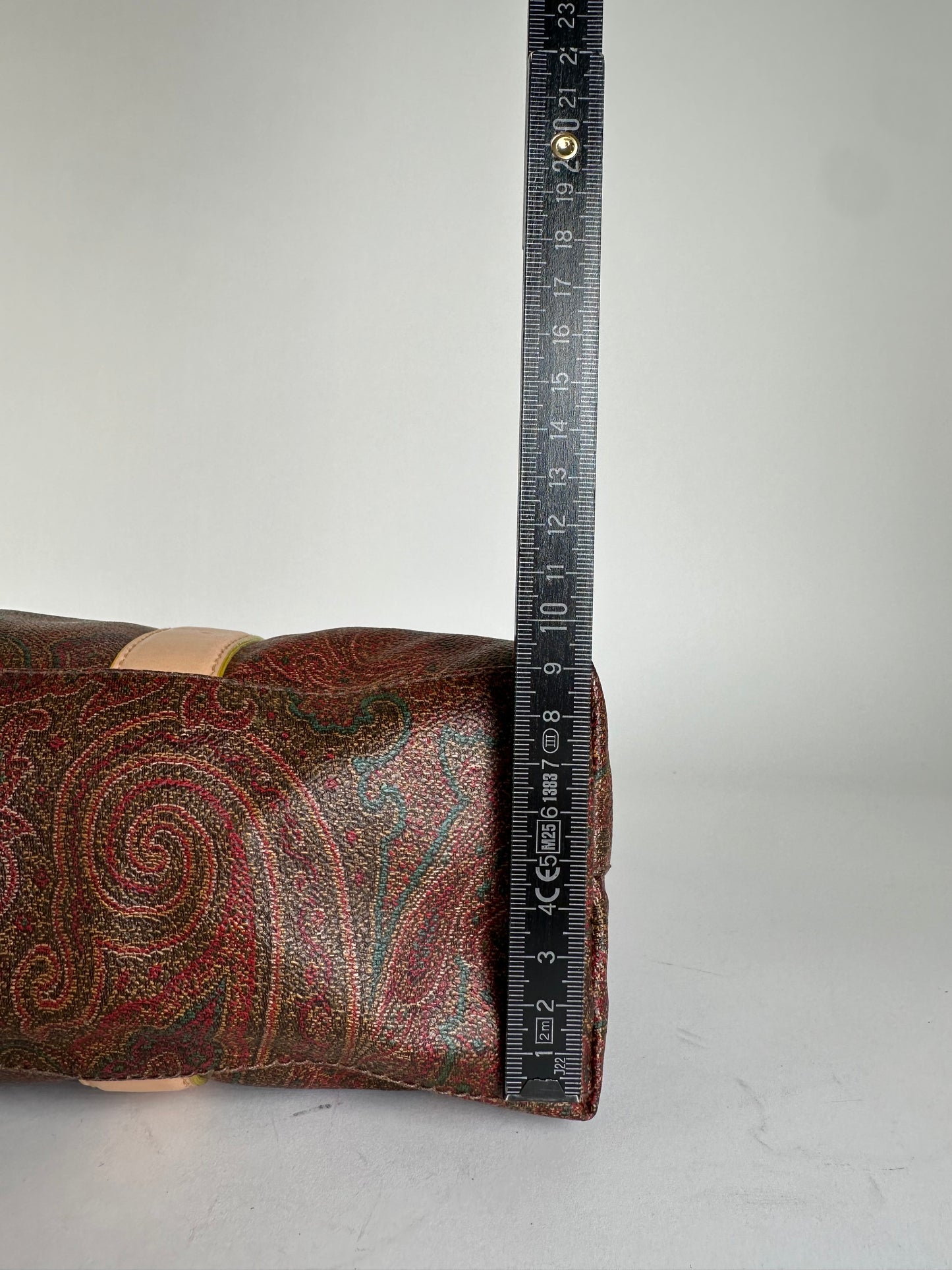 Vintage Etro Paisley Tote Bag Coated Canvas Burgundy