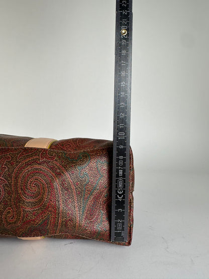 Vintage Etro Paisley Tote Bag Coated Canvas Burgundy