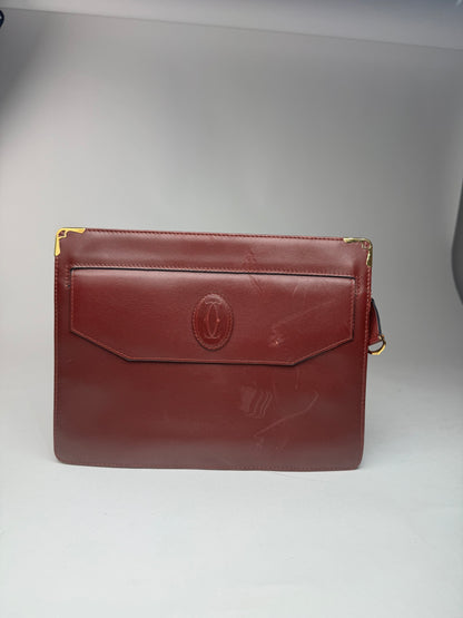 Vintage Cartier leather clutch burgundy