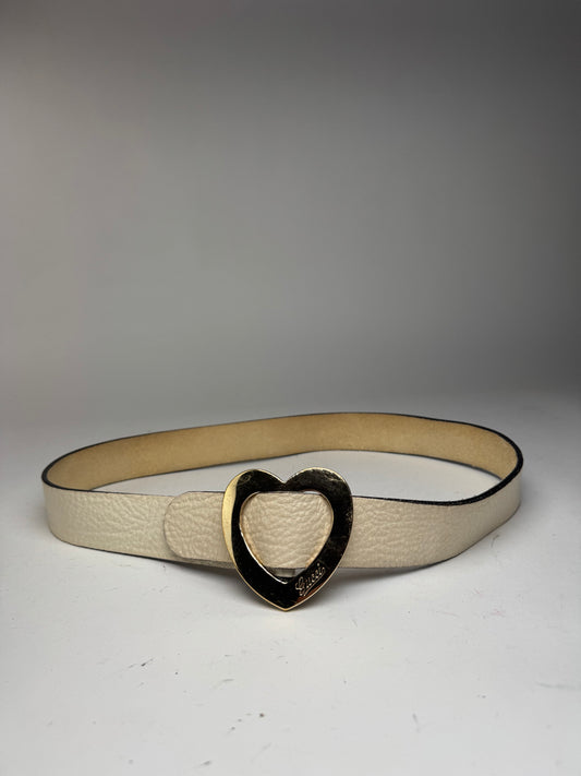 Vintage Gucci Heart Leather Belt white