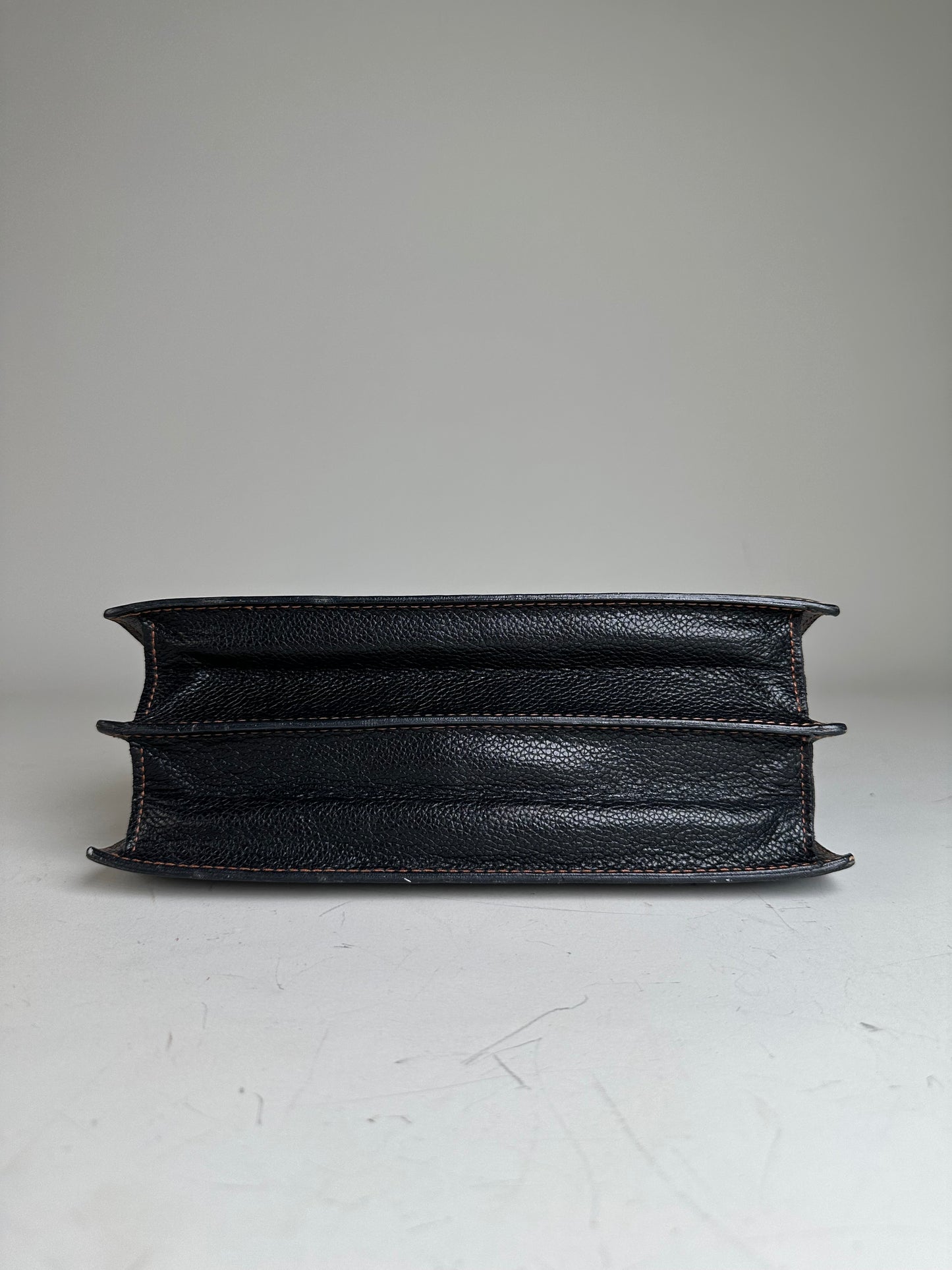 Vintage Givenchy Leather Clutch Bag Black Gold-tone Clasp