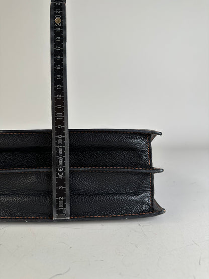 Vintage Givenchy Leather Clutch Bag Black Gold-tone Clasp