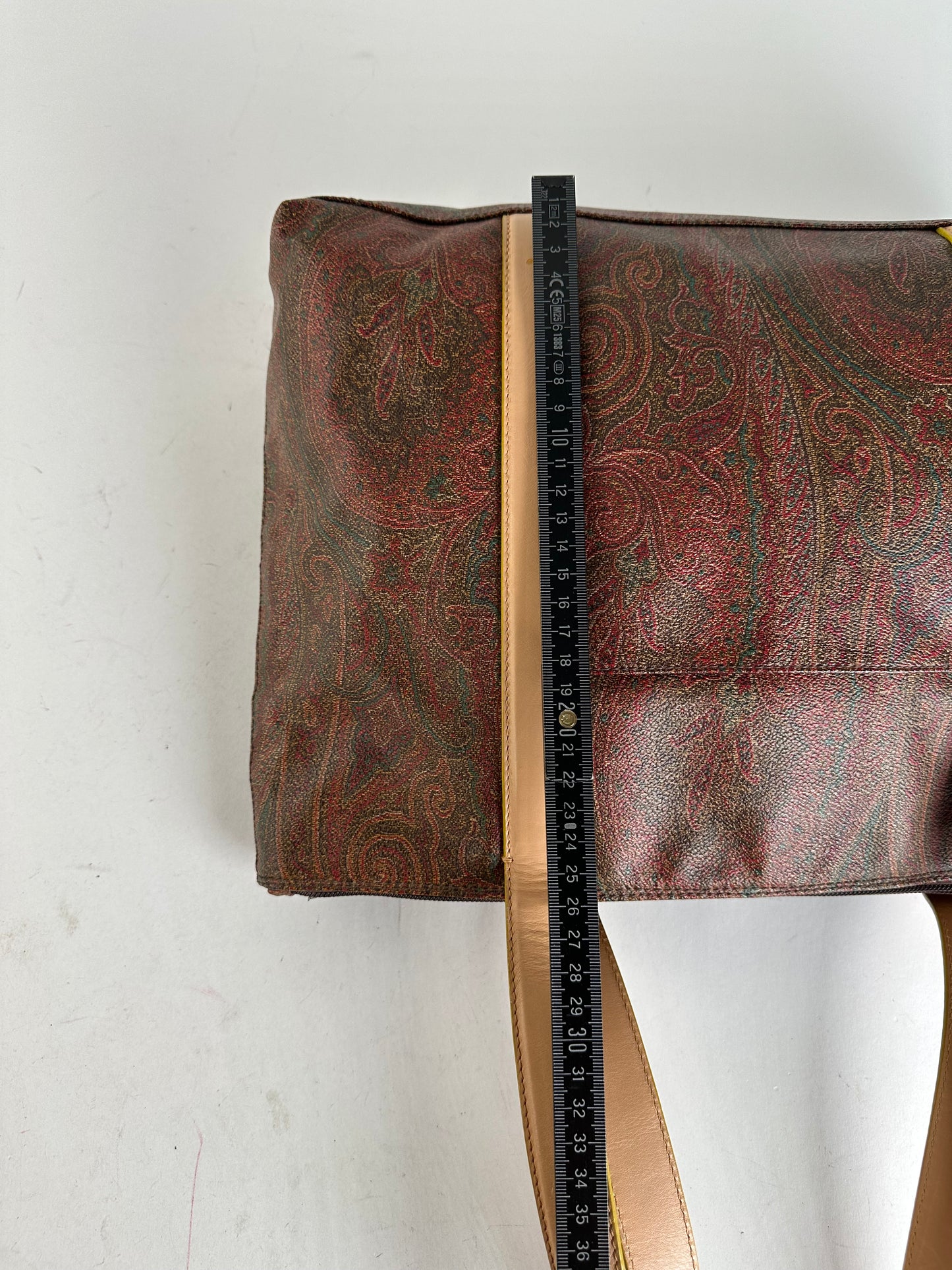 Vintage Etro Paisley Tote Bag Coated Canvas Burgundy
