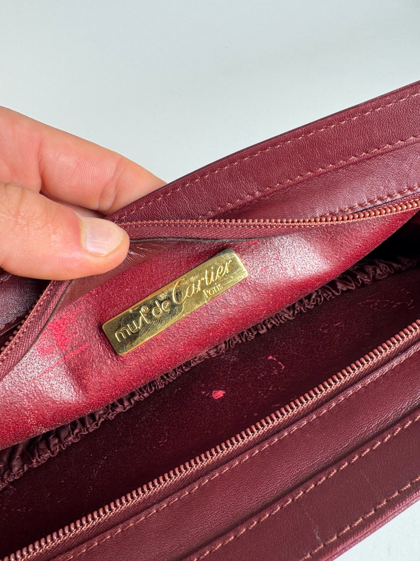 Vintage Cartier leather clutch burgundy