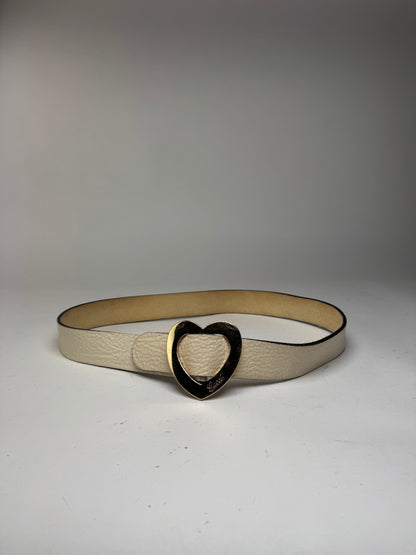 Vintage Gucci Heart Leather Belt white