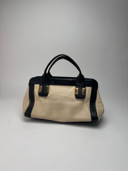Sac vintage en cuir Chloé beige noir