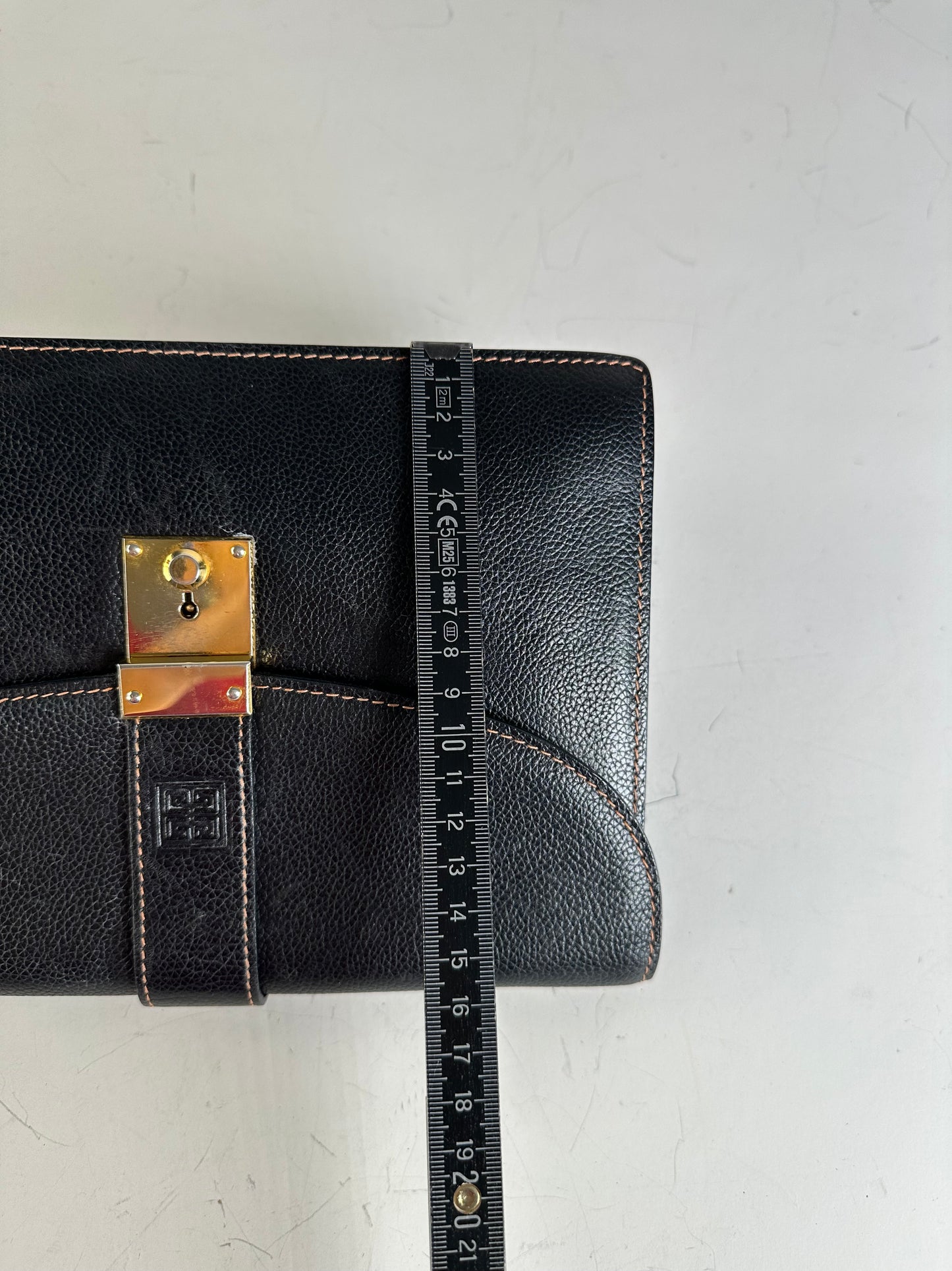 Vintage Givenchy Leather Clutch Bag Black Gold-tone Clasp