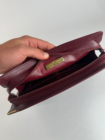 Vintage Cartier leather clutch burgundy