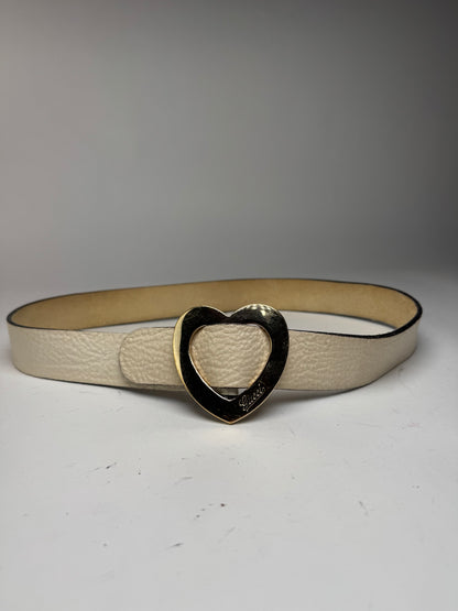 Vintage Gucci Heart Leather Belt white