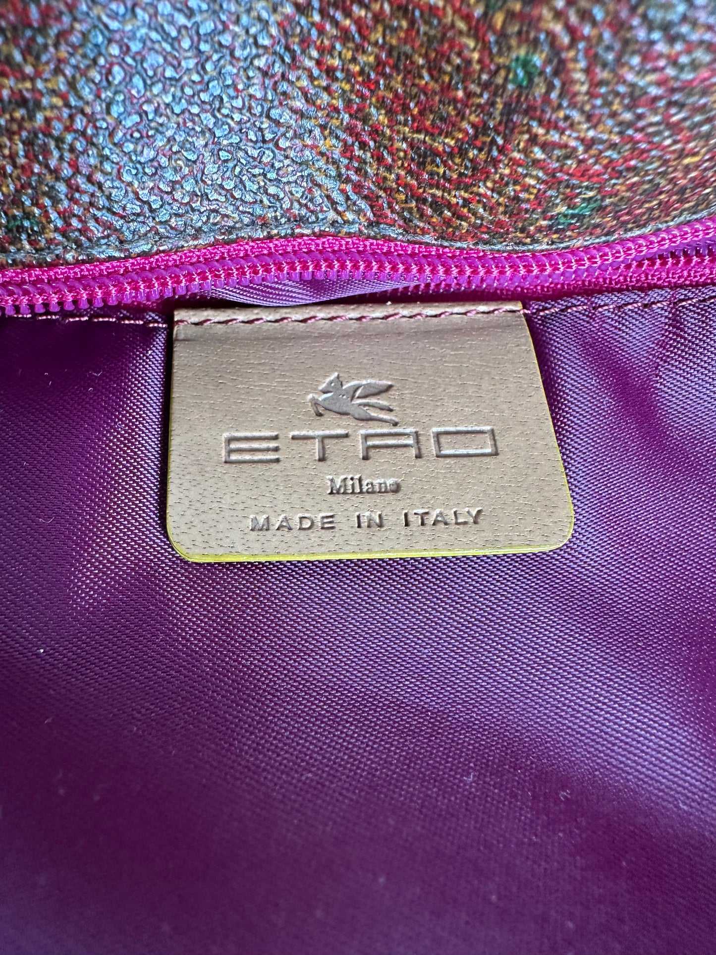 Vintage Etro Paisley Tote Bag Coated Canvas Burgundy