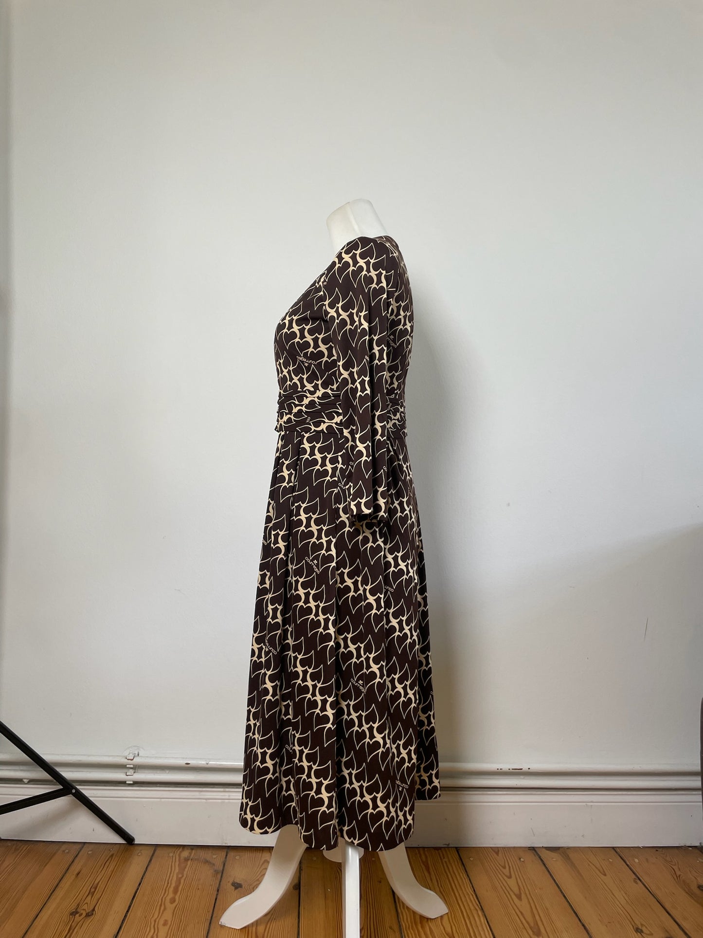 Vintage Courreges Panelled Polyester Dress Brown Cream