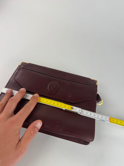 Vintage Cartier leather clutch burgundy
