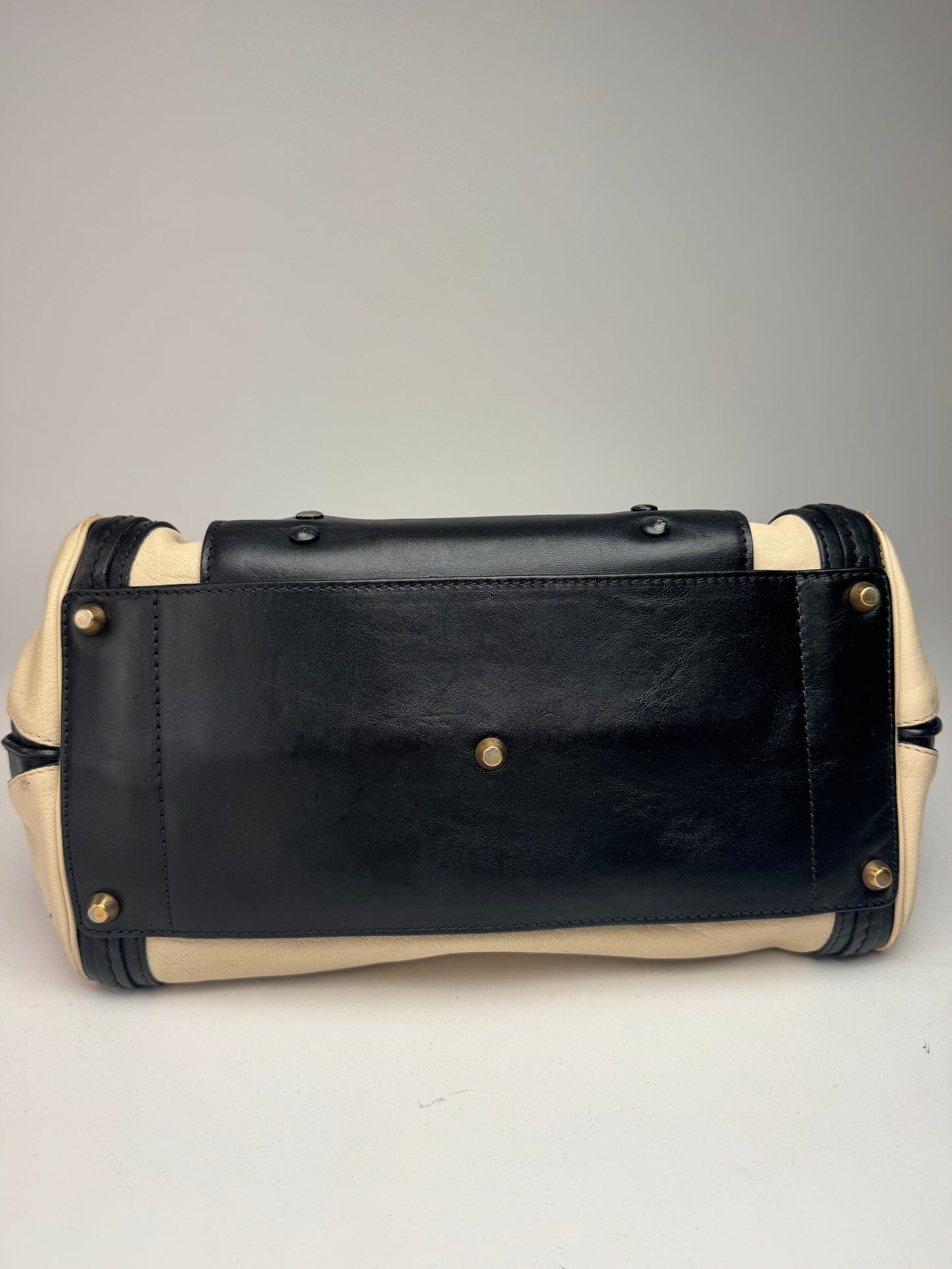 Sac vintage en cuir Chloé beige noir