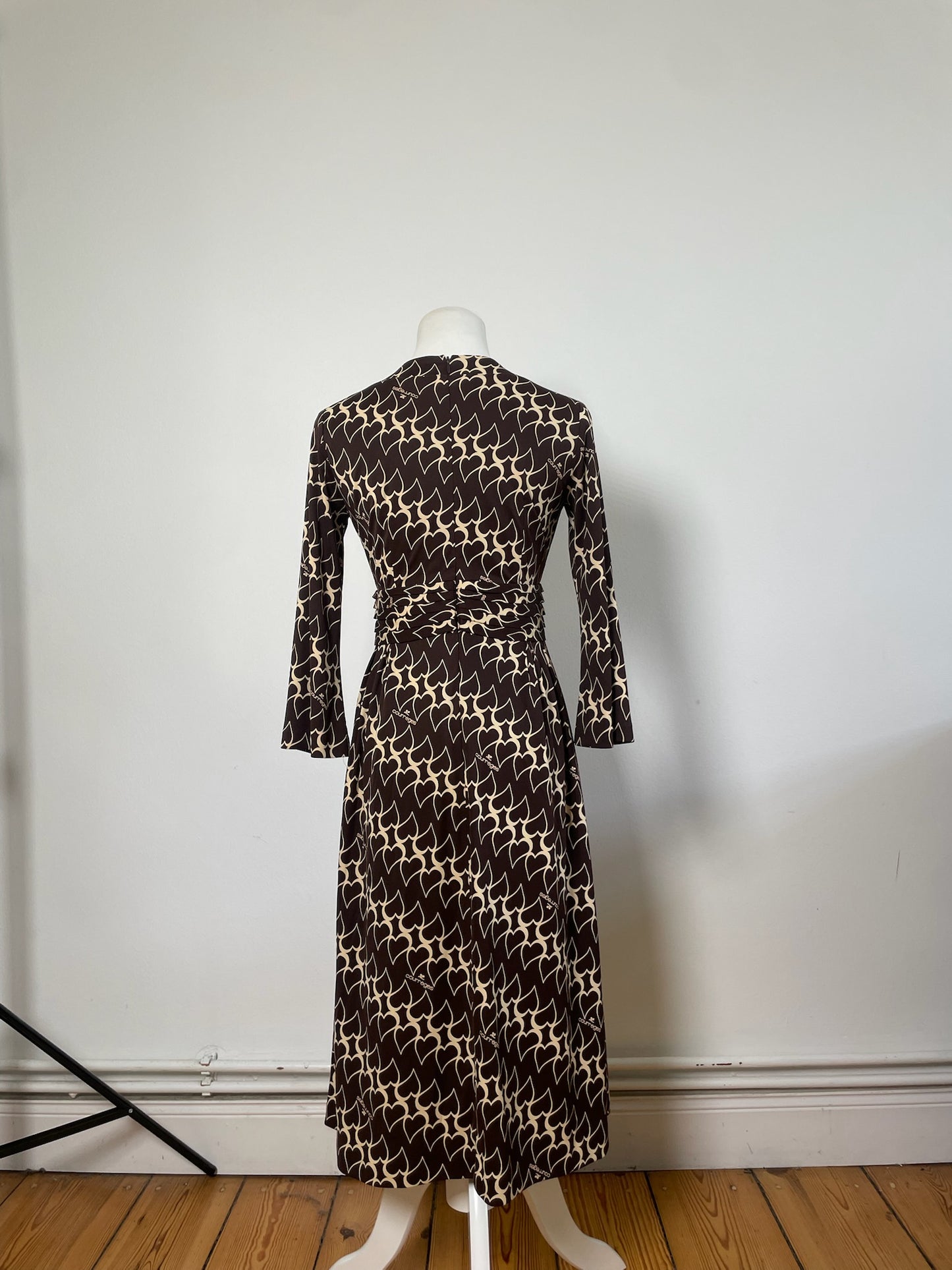Vintage Courreges Panelled Polyester Dress Brown Cream