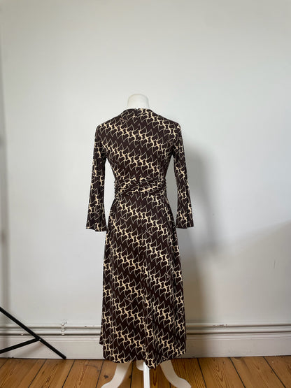 Vintage Courreges Panelled Polyester Dress Brown Cream