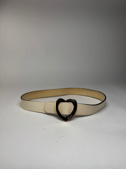 Vintage Gucci Heart Leather Belt white