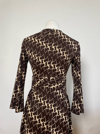 Vintage Courreges Panelled Polyester Dress Brown Cream