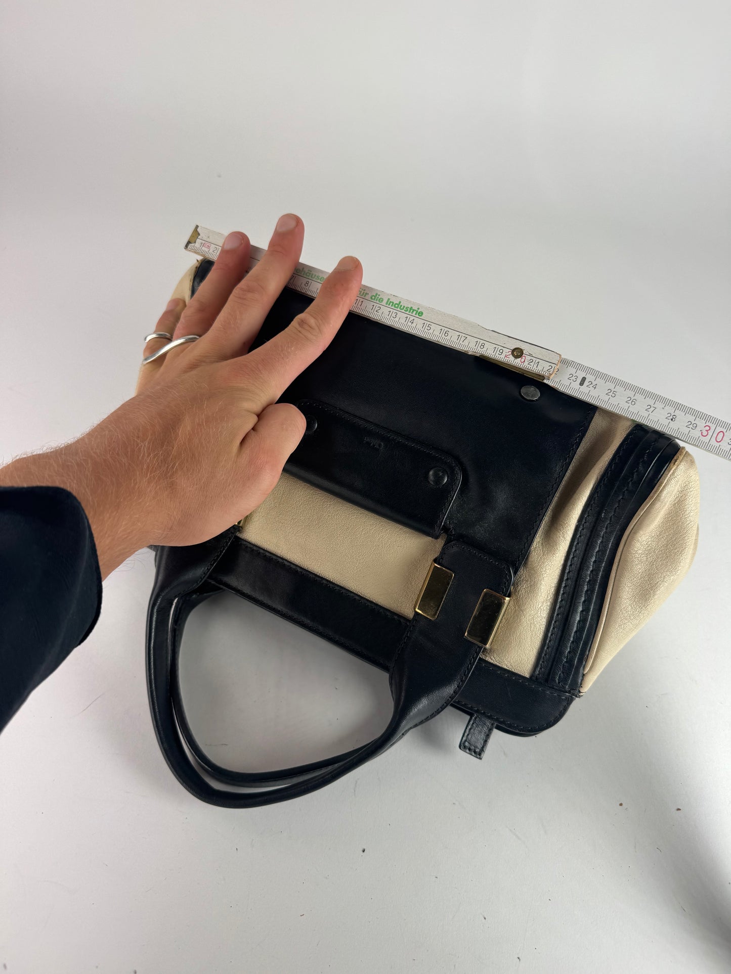 Sac vintage en cuir Chloé beige noir