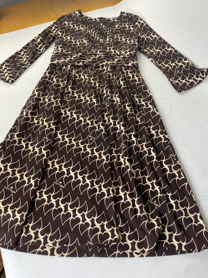 Vintage Courreges Panelled Polyester Dress Brown Cream
