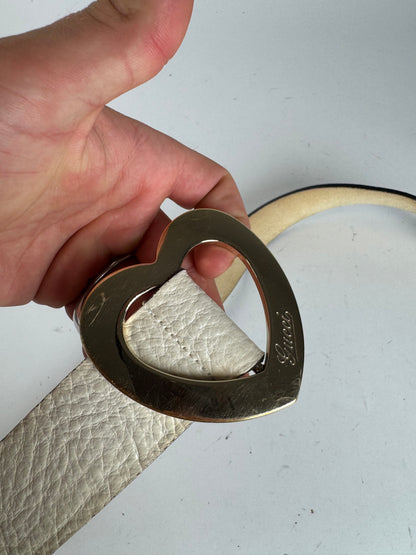 Vintage Gucci Heart Leather Belt white