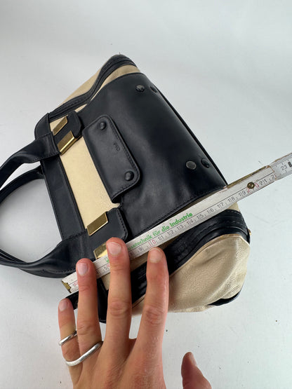 Sac vintage en cuir Chloé beige noir