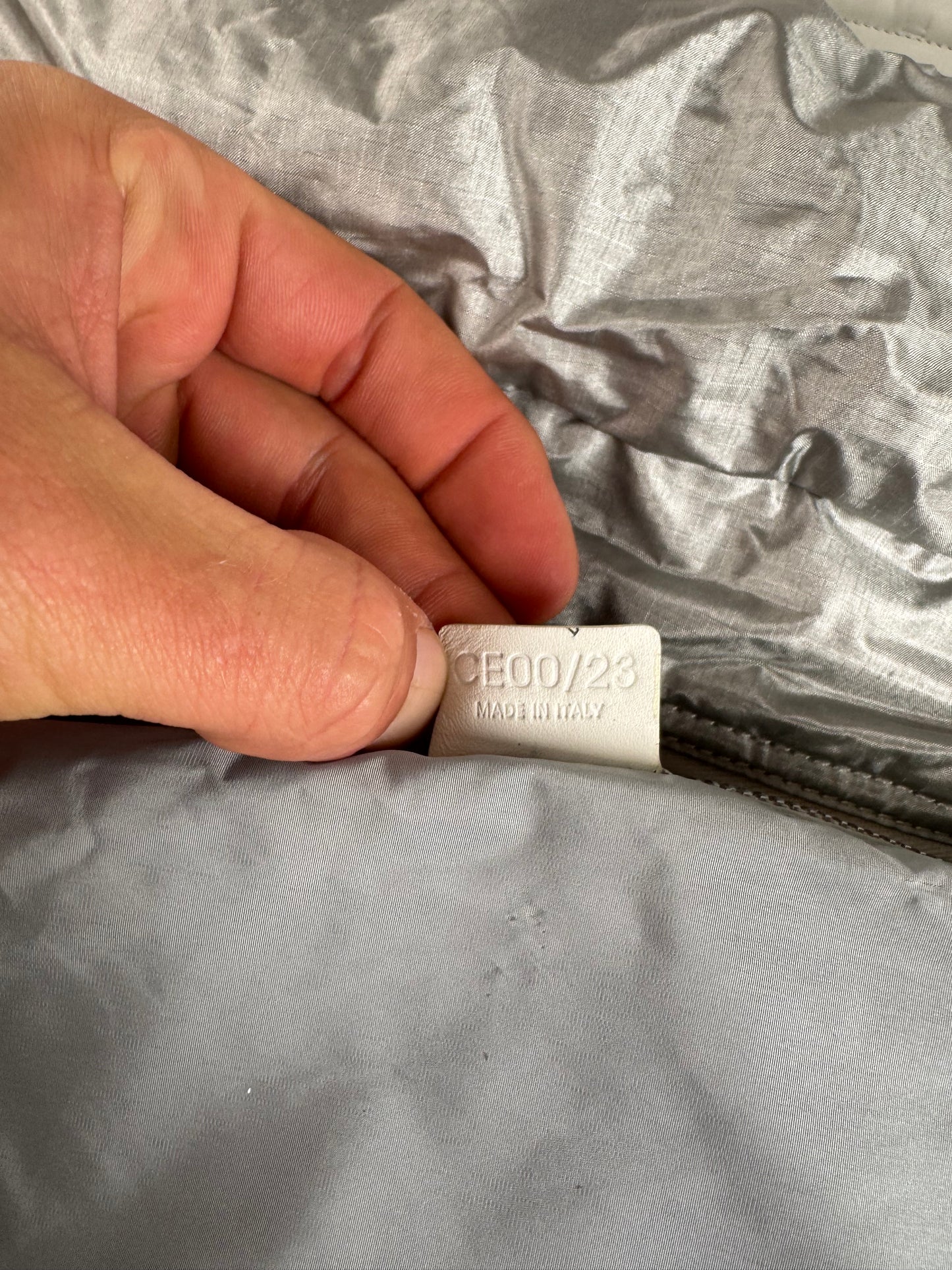 Vintage Celine Paris Puffer duffel bag silver white