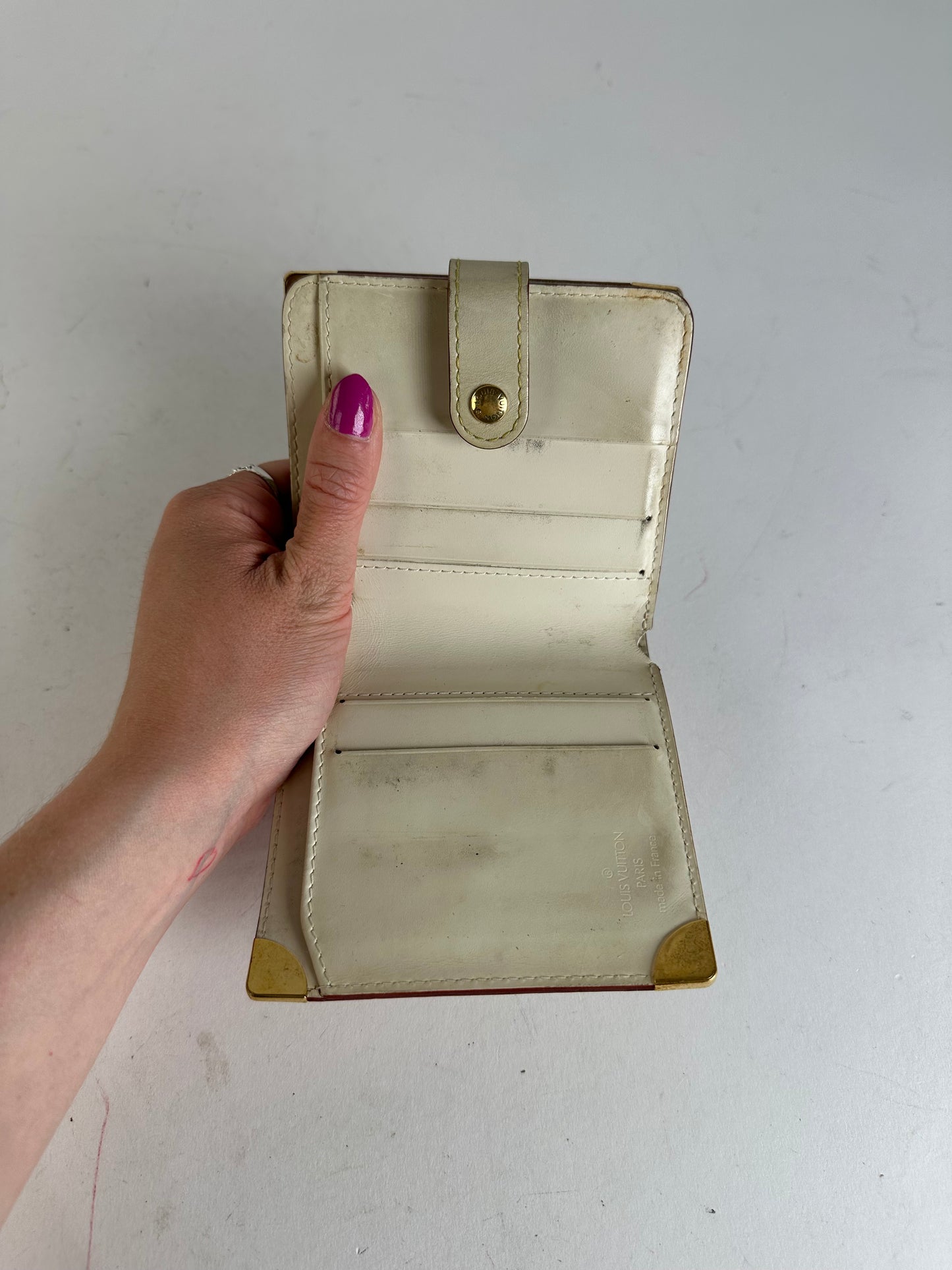 Vintage Louis Vuitton Suhali Compact Wallet Cream Goat Leather