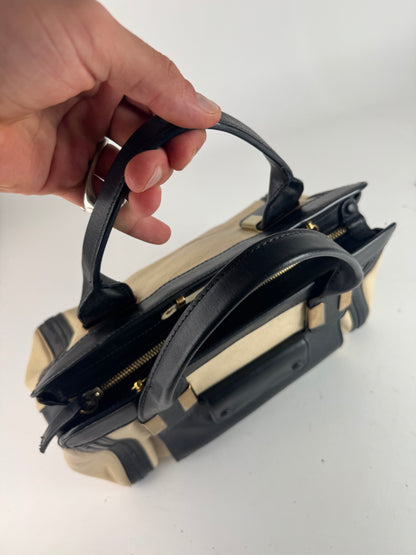 Sac vintage en cuir Chloé beige noir