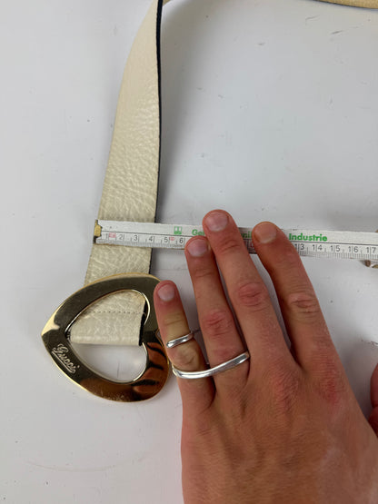 Vintage Gucci Heart Leather Belt white