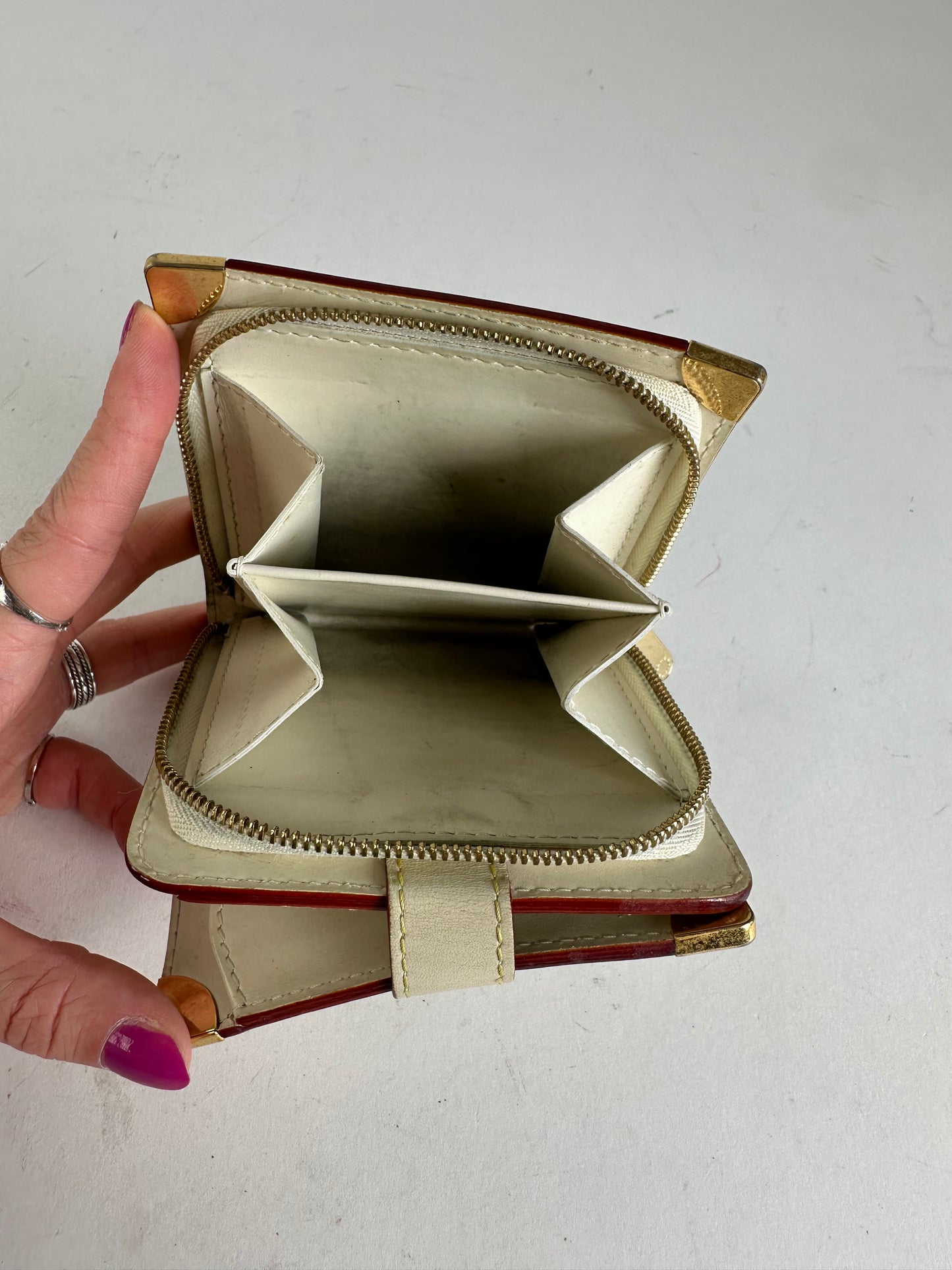 Vintage Louis Vuitton Suhali Compact Wallet Cream Goat Leather