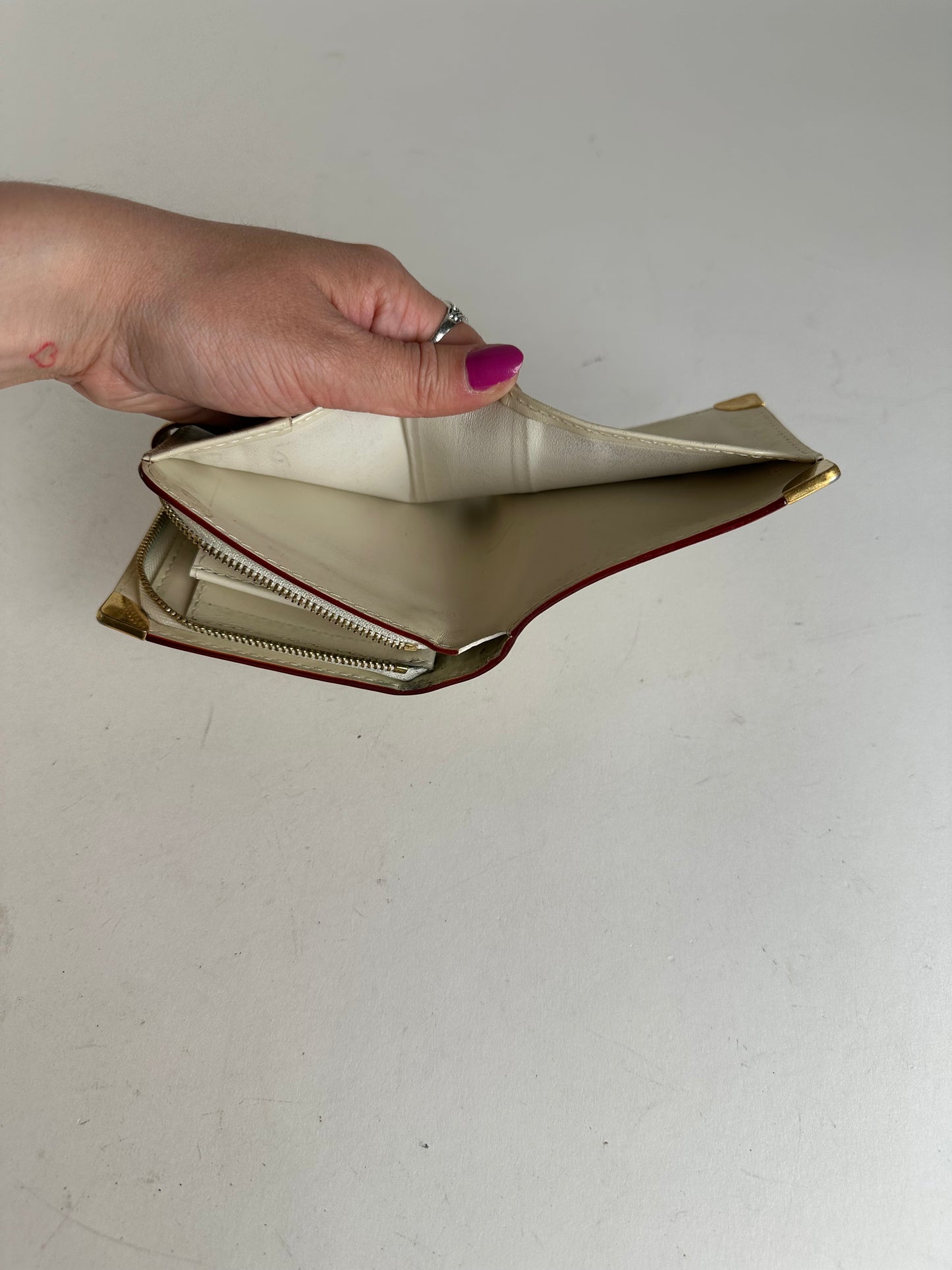Vintage Louis Vuitton Suhali Compact Wallet Cream Goat Leather