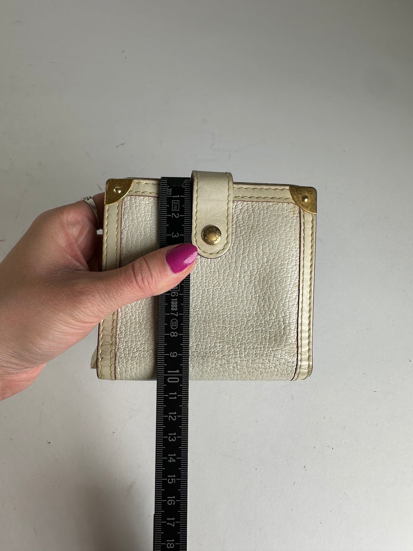 Vintage Louis Vuitton Suhali Compact Wallet Cream Goat Leather