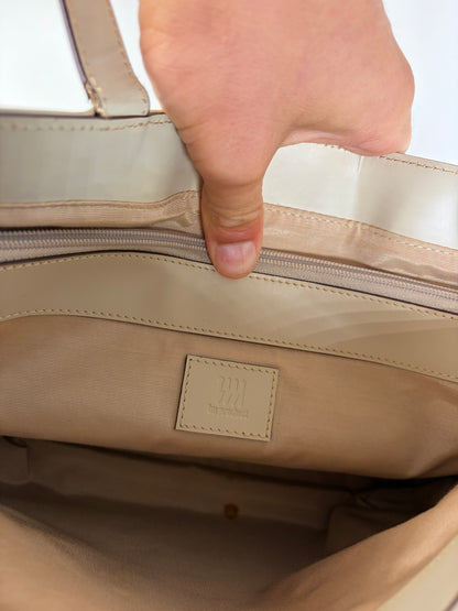 Vintage Issey Miyake Structured Leather Tote Cream
