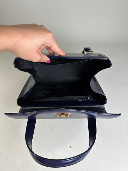 Vintage Givenchy 4G Logo Leather Bag Navy Gold