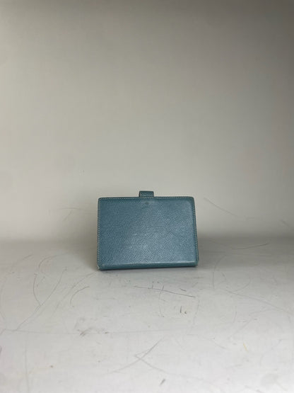Vintage Loewe Leather Wallet Teal Gold Snap Early 2000s