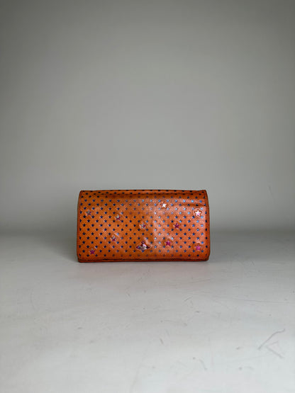 Vintage Vivienne Westwood Leather Wallet Orange Star Print