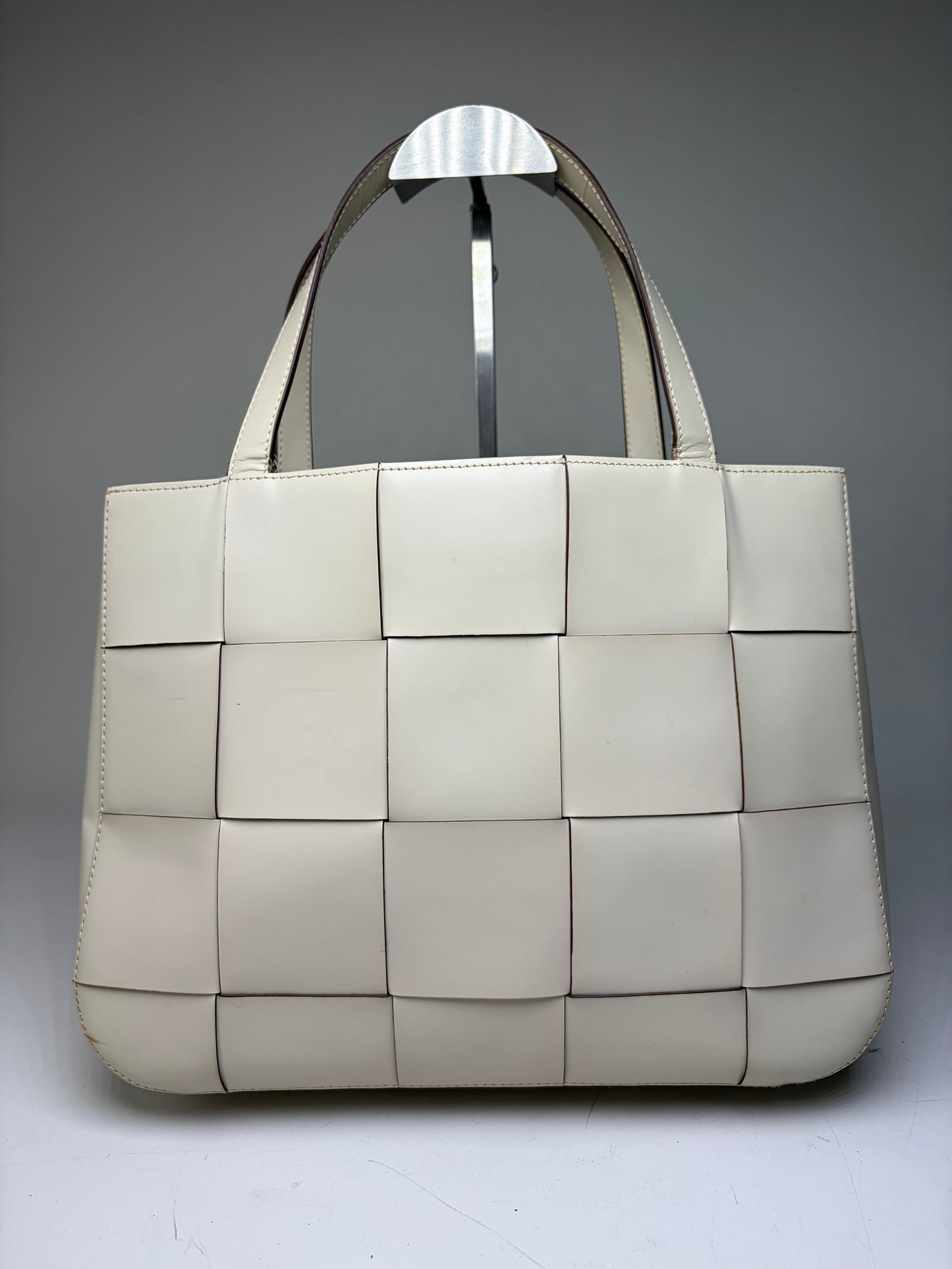 Vintage Issey Miyake Structured Leather Tote Cream