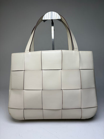 Vintage Issey Miyake Structured Leather Tote Cream