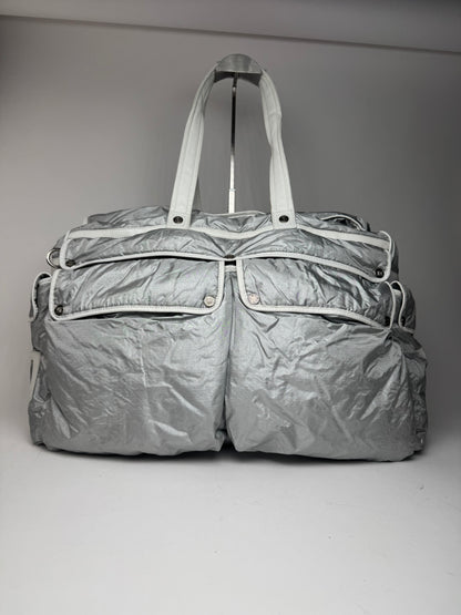 Vintage Celine Paris Puffer duffel bag silver white