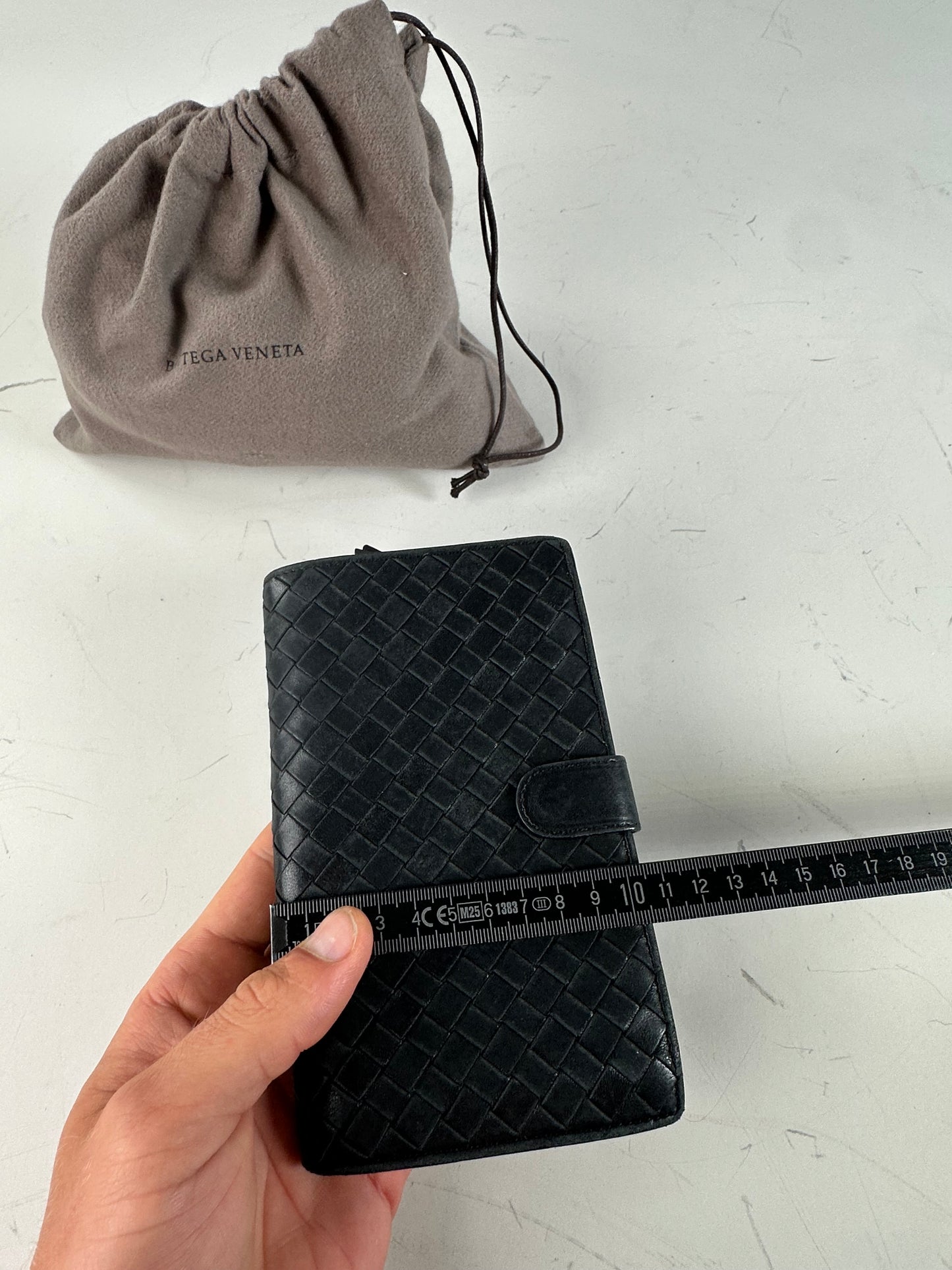 Vintage Bottega Veneta Intrecciato Woven Leather Wallet Black