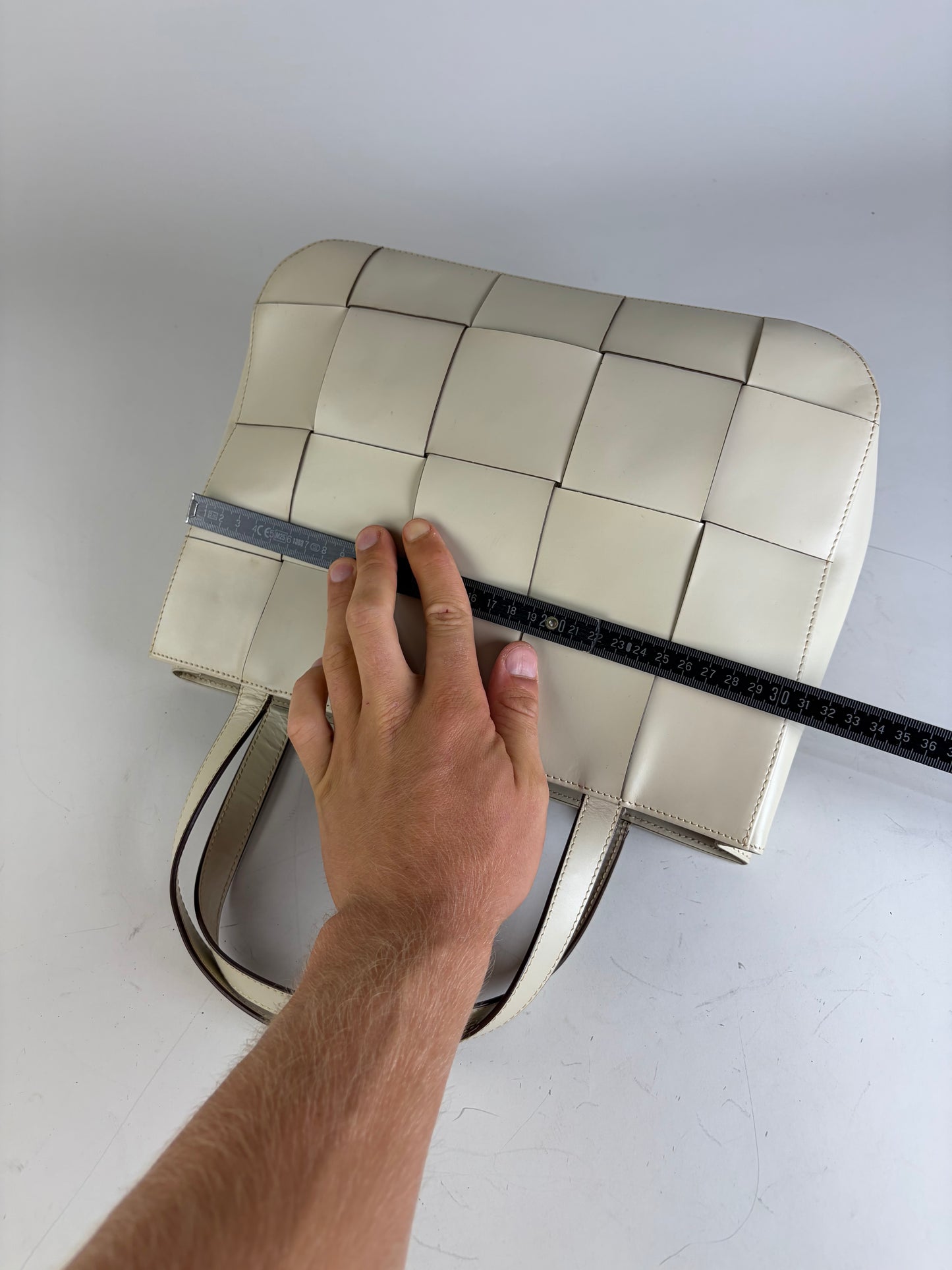 Vintage Issey Miyake Structured Leather Tote Cream