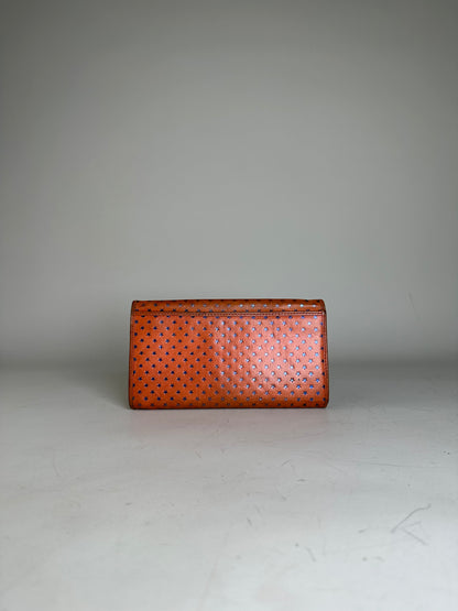 Vintage Vivienne Westwood Leather Wallet Orange Star Print
